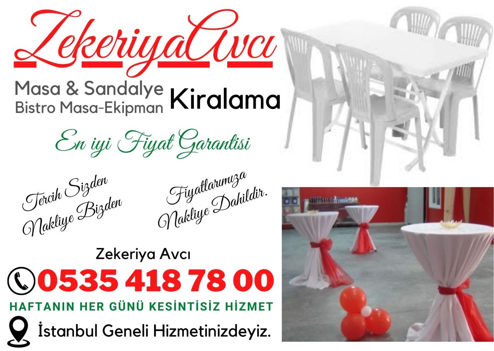 Güngören Masa Sandalye Kiralama
